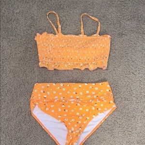ORANGE FLOWER 2 PIECE BATHING SUIT
